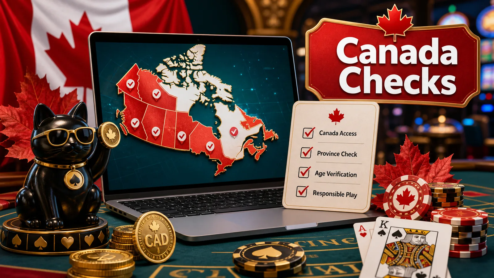 Canada map with casino access checklist