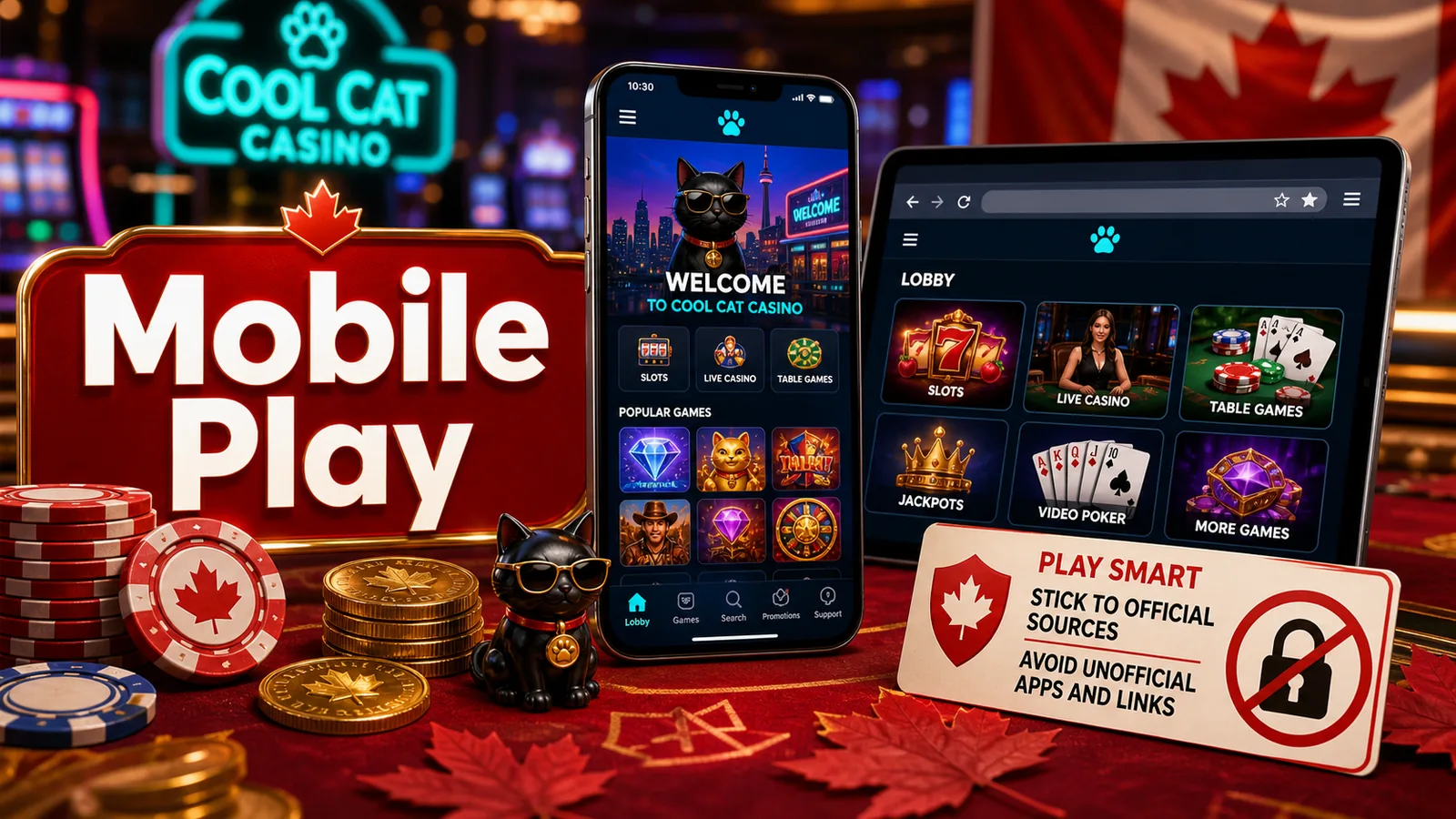 Phone with casino browser UI and app-source caution