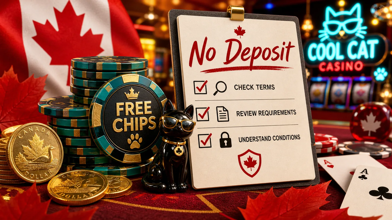Free-chip stack with terms checklist, no fake amount guarantee